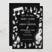 Muzieknoten gloeien in het donker Bruiloft Save The Date (Voorkant / Achterkant)