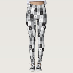 Muzieknoten grijswaardenpatroon leggings