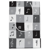 Muzieknoten grijswaardenpatroon medium cadeauzakje (Voorkant)