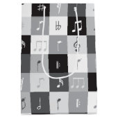 Muzieknoten grijswaardenpatroon medium cadeauzakje (Achterkant)