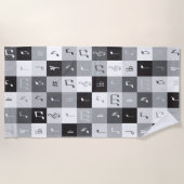 Muzieknoten grijswaardenpatroon strandlaken (Voorkant)