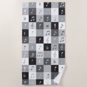 Muzieknoten grijswaardenpatroon strandlaken (Voorkant)