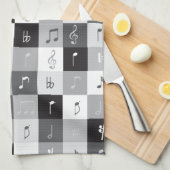 Muzieknoten grijswaardenpatroon theedoek (Quarter Fold)