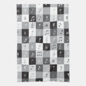 Muzieknoten grijswaardenpatroon theedoek (Verticaal)