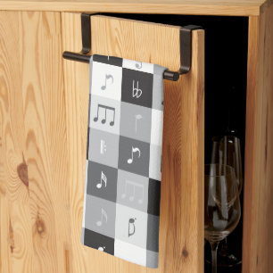 Muzieknoten grijswaardenpatroon theedoek