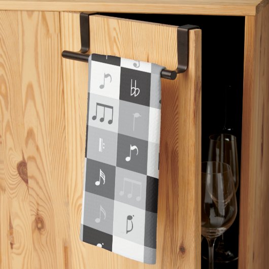 Muzieknoten grijswaardenpatroon theedoek (Derde Gevouwen)