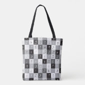 Muzieknoten grijswaardenpatroon tote bag (Achterkant)