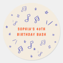 Muzieknoten Handgetekende Illustraties 40ste Verja Ronde Sticker