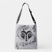 Muzieknoten, hart- en piansleutels crossbody tas (Achterkant)
