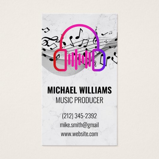 Muzieknoten | Hoofdtelefoon Logo Visitekaartje (Voorkant)