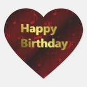 muzieknoten houden vol met rood verjaardagsgoud hart sticker (Voorkant)