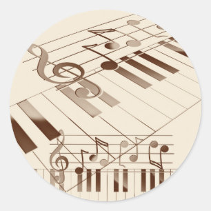 Muzieknoten illustratie ronde sticker