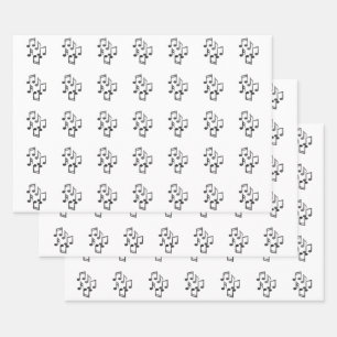 Muzieknoten in Black Glitter Inpakpapier Vel