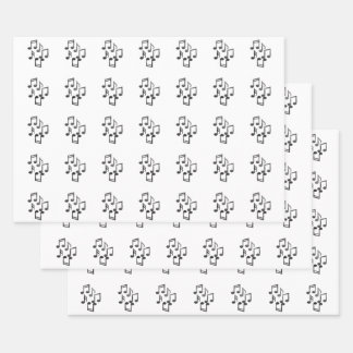 Muzieknoten in Black Glitter Inpakpapier Vel