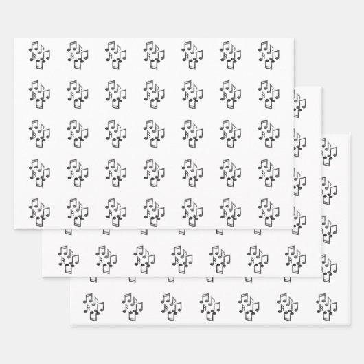 Muzieknoten in Black Glitter Inpakpapier Vel (Set)