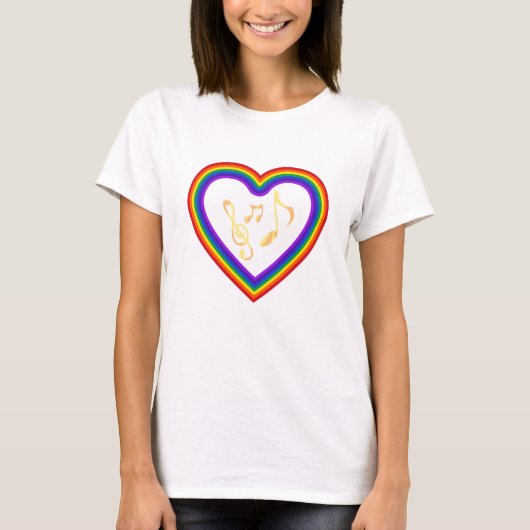 Muzieknoten in de regenboog, T-shirt (Voorkant)