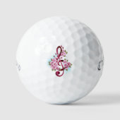 Muzieknoten in de sopraanklef met Sakura bloemen Golfballen (Voorkant)