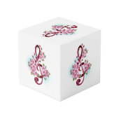 Muzieknoten in de sopraanklef met Sakura-bloemen Kubus (Achter hoekig)