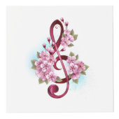 Muzieknoten in de sopraanklef met Sakura-bloemen Kubus (Voorkant)