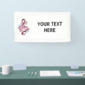 Muzieknoten in de sopraanklef met Sakura-bloemen Spandoek (Beurs)