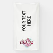 Muzieknoten in de sopraanklef met Sakura-bloemen Spandoek (Verticaal)