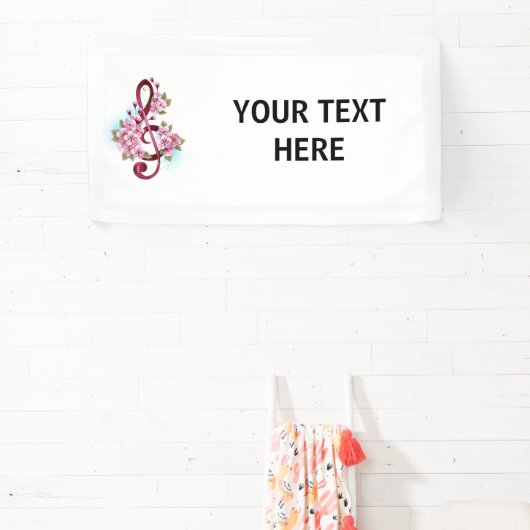 Muzieknoten in de sopraanklef met Sakura-bloemen Spandoek (Insitu)