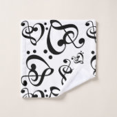 Muzieknoten in de vorm van Treble Bass Clef Hearts Bad Handdoek (Wasdoekje)