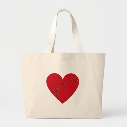 Muzieknoten in het hart, boodschappentas grote tote bag (Voorkant)