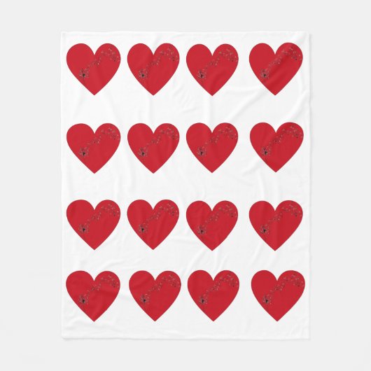 Muzieknoten in het hart, Fleece Blanket Deken (Voorkant)