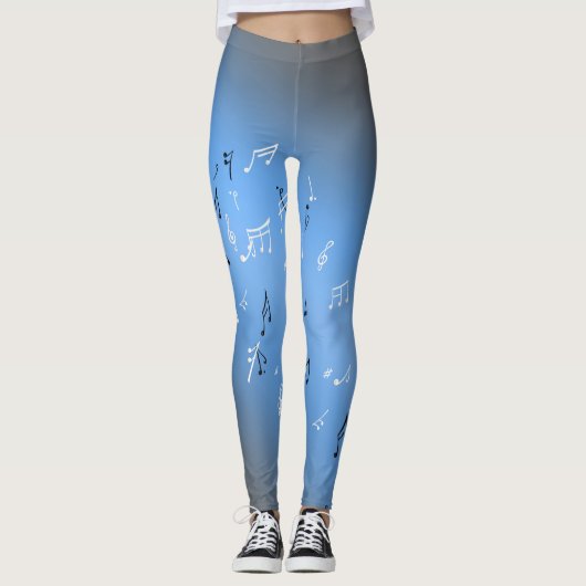 Muzieknoten in het maanlicht blauw leggings (Voorkant)