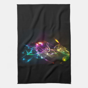 Muzieknoten in kleur voor muziekliefhebbers theedoek