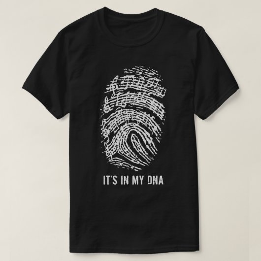 MUZIEKNOTEN IN MIJN DNA T-SHIRT (Design voorkant)