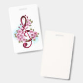Muzieknoten in sopraan sleutel met Sakura bloemen Badge (Front & Back)