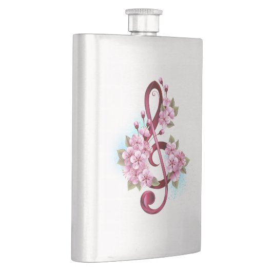 Muzieknoten in sopraan sleutel met Sakura bloemen Flacon (Rechts)