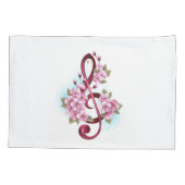 Muzieknoten in sopraan sleutel met Sakura bloemen Kussensloop (Achterkant-Links)