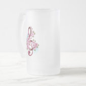 Muzieknoten in sopraan sleutel met Sakura bloemen Matglas Bierpul (Voorkant links)