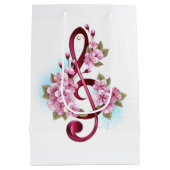 Muzieknoten in sopraan sleutel met Sakura bloemen Medium Cadeauzakje (Achterkant)
