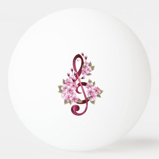 Muzieknoten in sopraan sleutel met Sakura bloemen Pingpongbal (Voorkant)