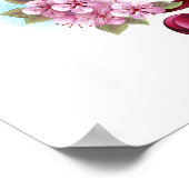 Muzieknoten in sopraan sleutel met Sakura bloemen Poster (Hoek)