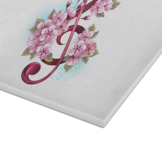 Muzieknoten in sopraan sleutel met Sakura bloemen Snijplank (Hoek)