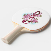Muzieknoten in sopraan sleutel met Sakura bloemen Tafeltennisbatje (Voorkant Gekanteld)