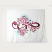 Muzieknoten in sopraan sleutel met Sakura bloemen Wandkleed (Voorkant (horizontaal))
