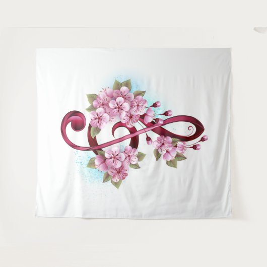 Muzieknoten in sopraan sleutel met Sakura bloemen Wandkleed (Voorkant (horizontaal))