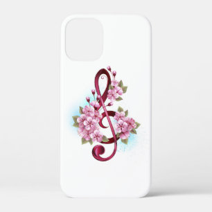 Muzieknoten in sopraansleutel met Sakura bloemen Case-Mate iPhone Case