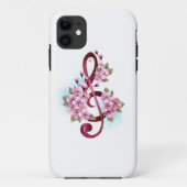 Muzieknoten in vioolsleutel met Sakura-bloemen Case-Mate iPhone Case (Achterkant)
