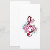 Muzieknoten in vioolsleutel met Sakura bloemen Menu (Voorkant / Achterkant)