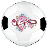 Muzieknoten in vioolsleutel met Sakura bloemen Voetbal (Gedraaid)