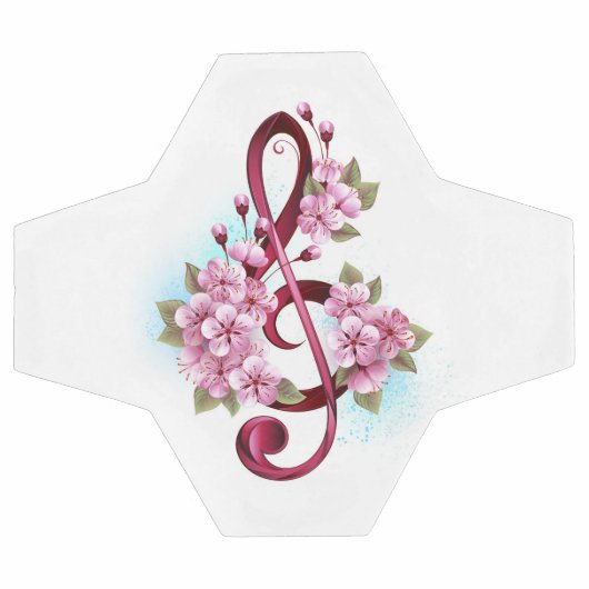 Muzieknoten in vioolsleutel met Sakura bloemen Voetbal (Enkel)