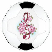 Muzieknoten in vioolsleutel met Sakura bloemen Voetbal (Voorkant)