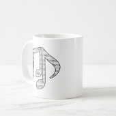 Muzieknoten in zwart en wit koffiemok (Voorkant links)